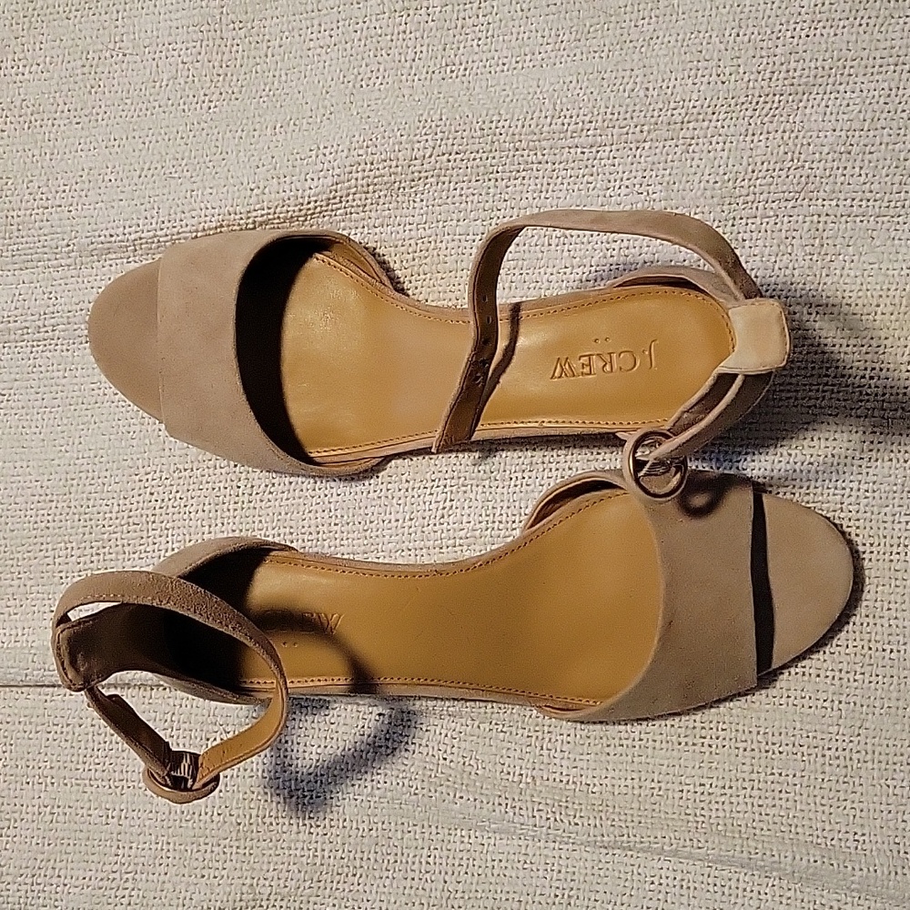 J. Crew Women's Beige Suede Ankle Strap Sandals